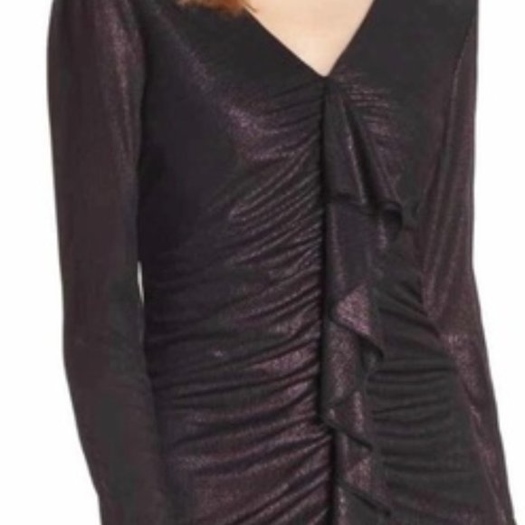 NWT Sam Edelman Purple metallic ruffle dress, 6 - Picture 4 of 14